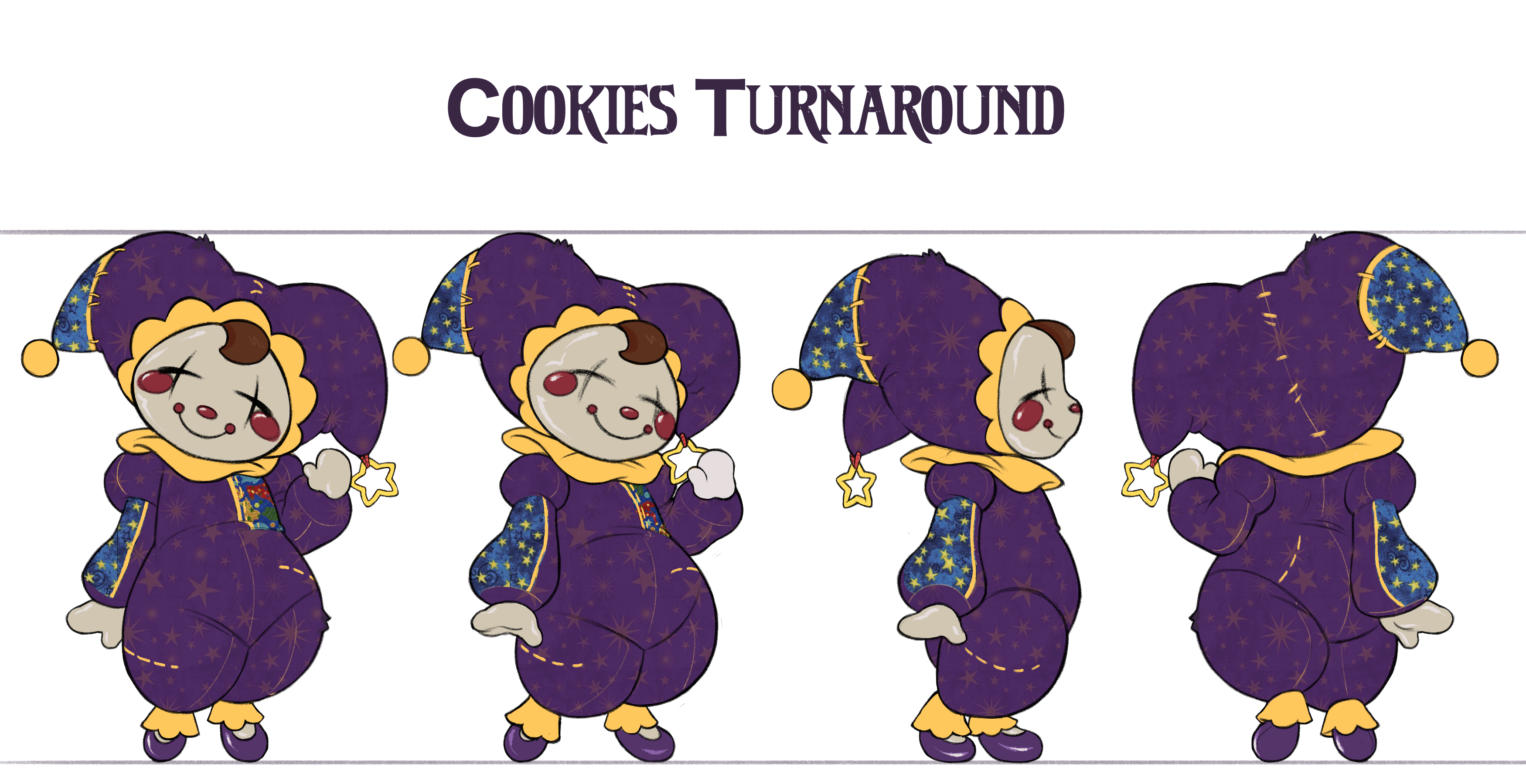 a turnaround of the clown doll's final design
